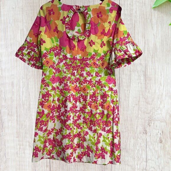 Lilly Pulitzer Womens Dress Size 6 Multicolor Floral Short Sleeve Ruffles - Picture 5 of 10